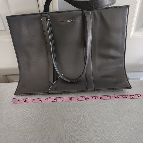 Cole Haan Grey Leather Vesty Tote Satchel Bag - Picture 10 of 10